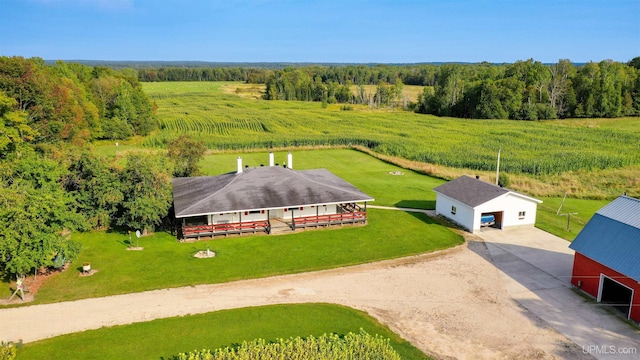 aerial view with a rural view