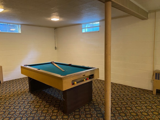 rec room with billiards