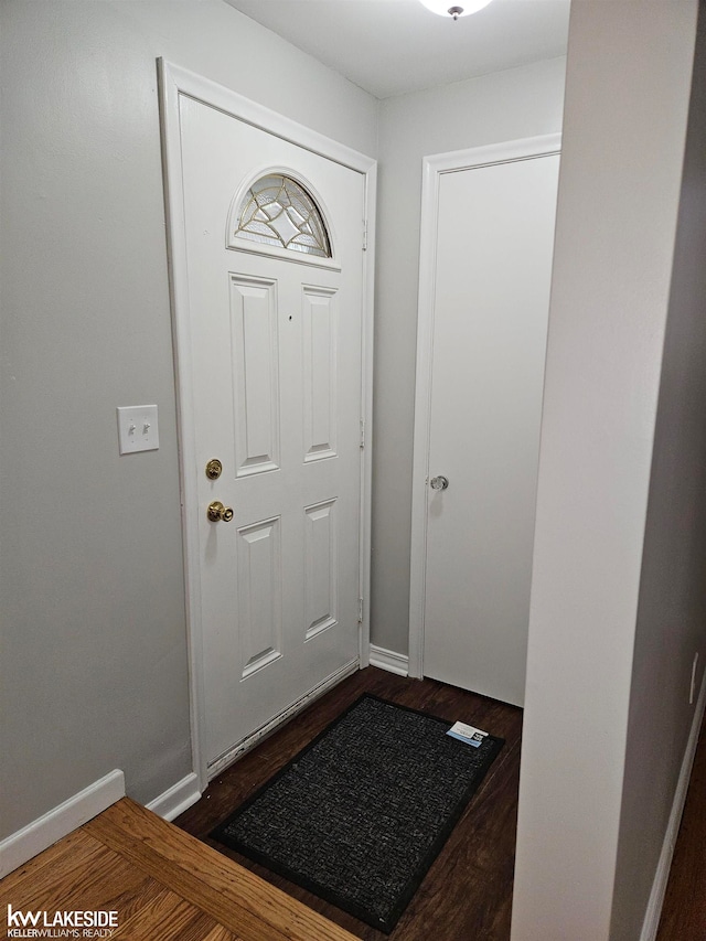 foyer featuring dark wood-type flooring