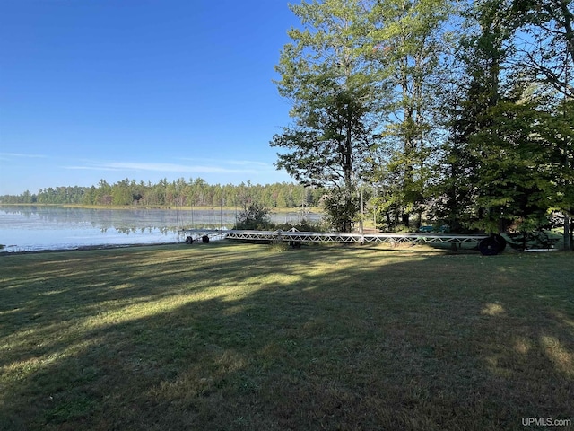 view of yard featuring a water view