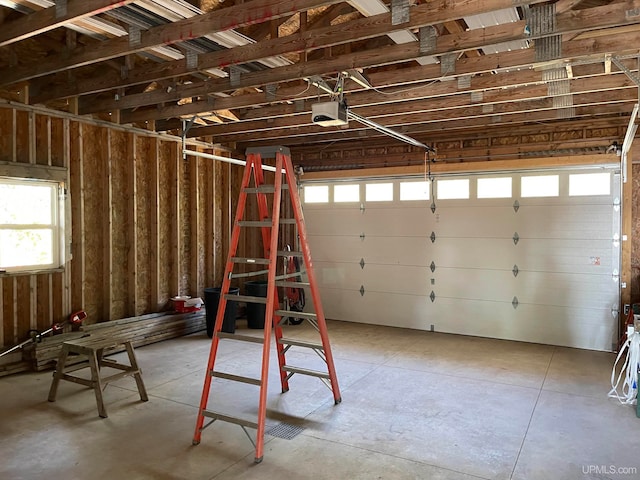 garage with a garage door opener