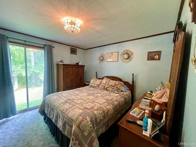 bedroom with carpet floors and access to exterior