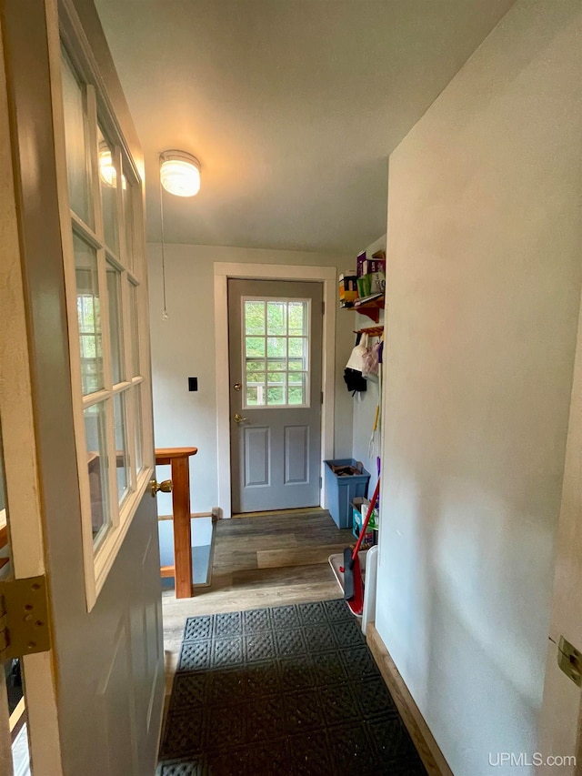 doorway to outside with dark wood-type flooring