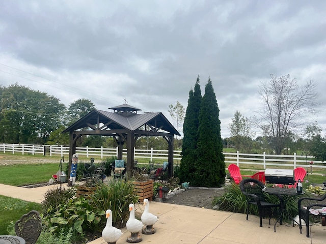 view of patio featuring a gazebo