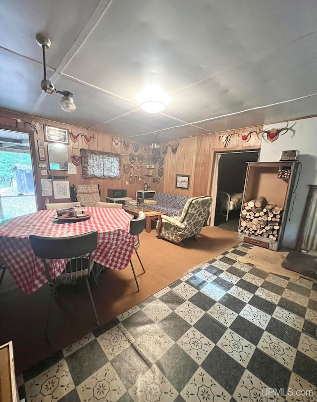 interior space with wood walls