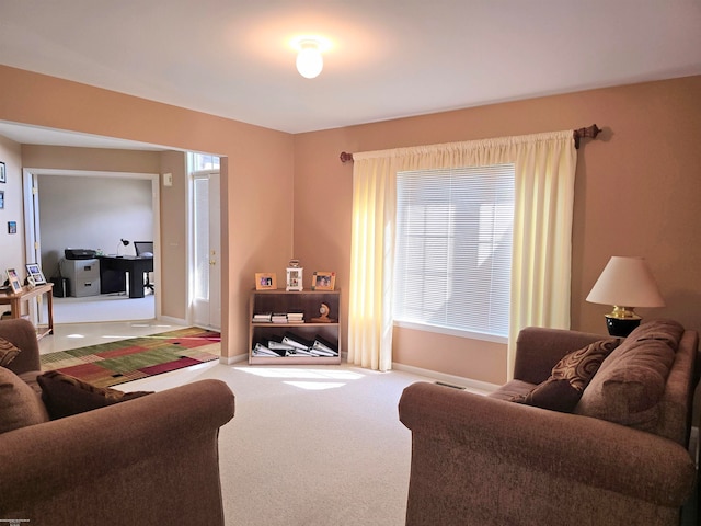 living room featuring carpet flooring