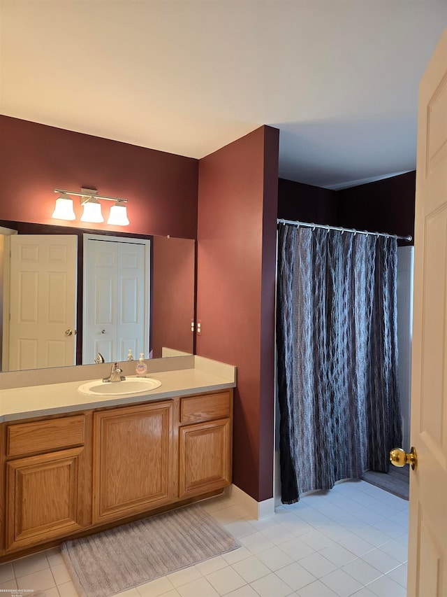 bathroom featuring vanity and tile patterned floors