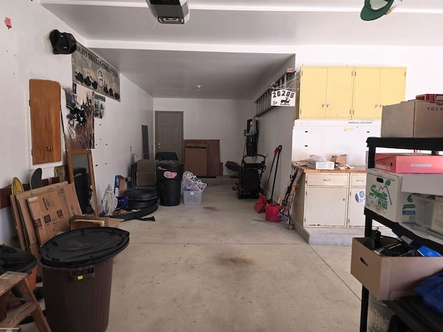 garage with a garage door opener