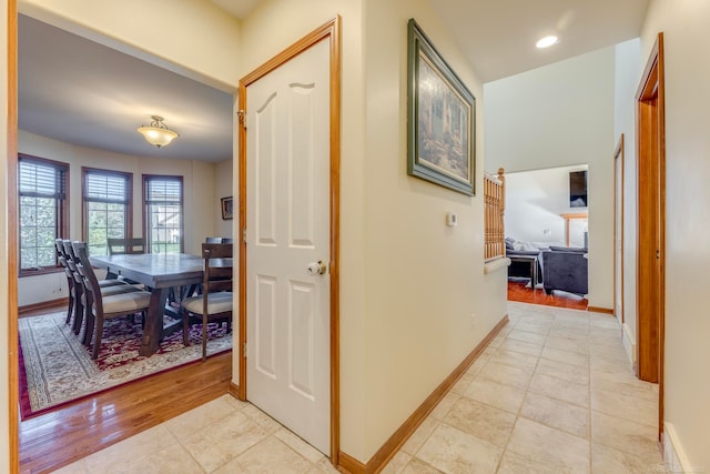 hall featuring light wood-type flooring