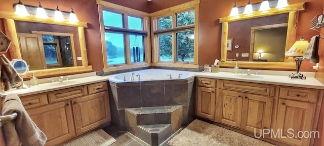 bathroom featuring vanity and a bathing tub