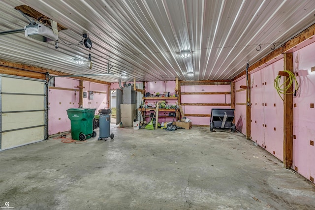 garage with a garage door opener