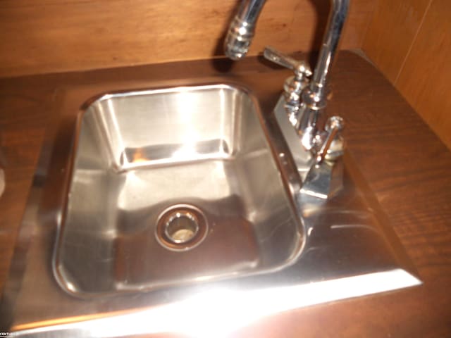 details with wood walls and sink