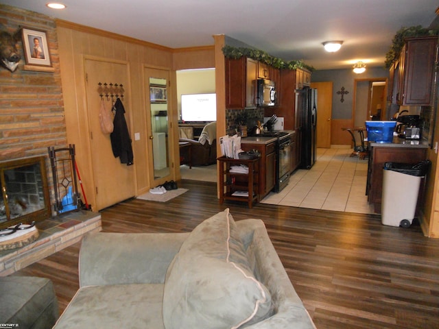 living room with hardwood / wood-style floors