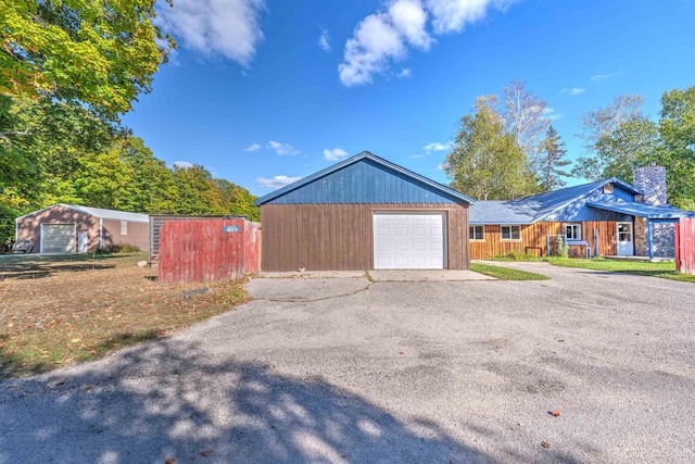 garage with wooden walls