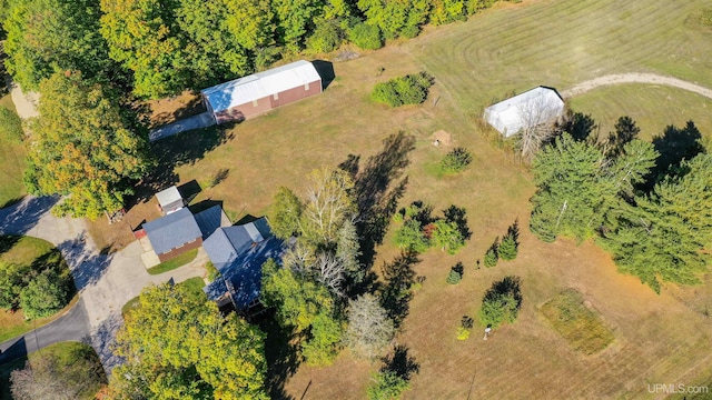 bird's eye view with a rural view