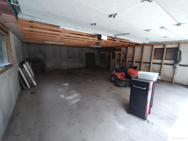 garage with a garage door opener