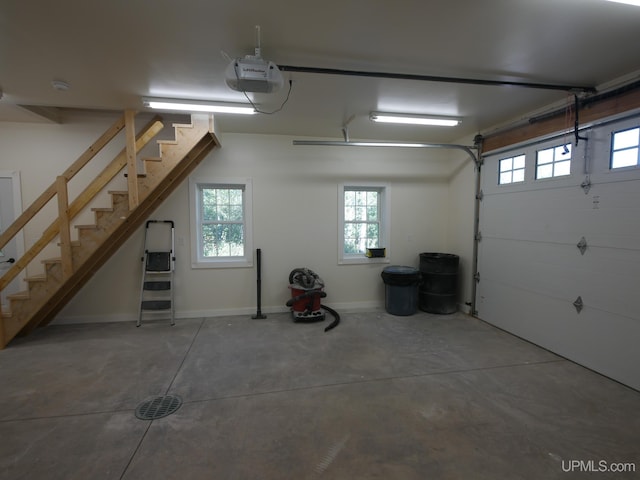 garage with a garage door opener