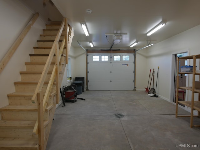 garage with a garage door opener