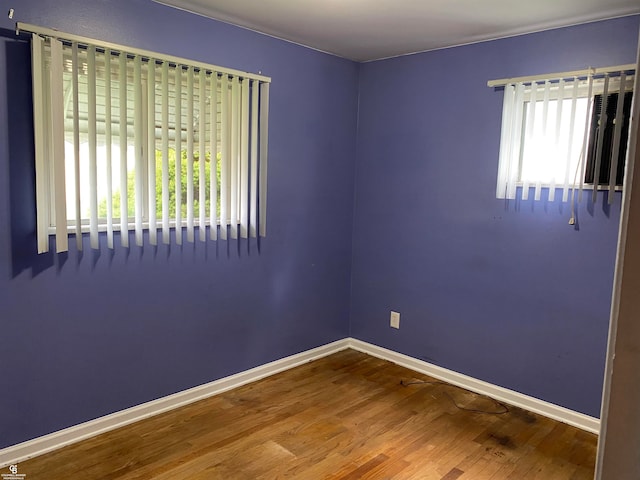 spare room featuring hardwood / wood-style flooring and a healthy amount of sunlight