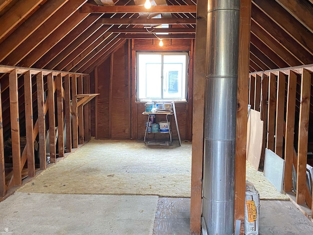 view of unfinished attic