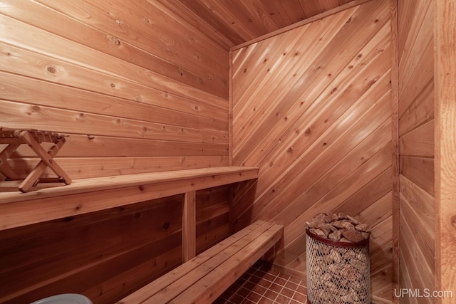 23 Chipman Dr, Ishpeming, MI 49849 - relaxing sauna / steam room with wood walls and tile patterned floors