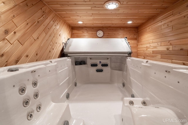 23 Chipman Dr, Ishpeming, MI 49849 - misc room with wooden ceiling and wood walls
