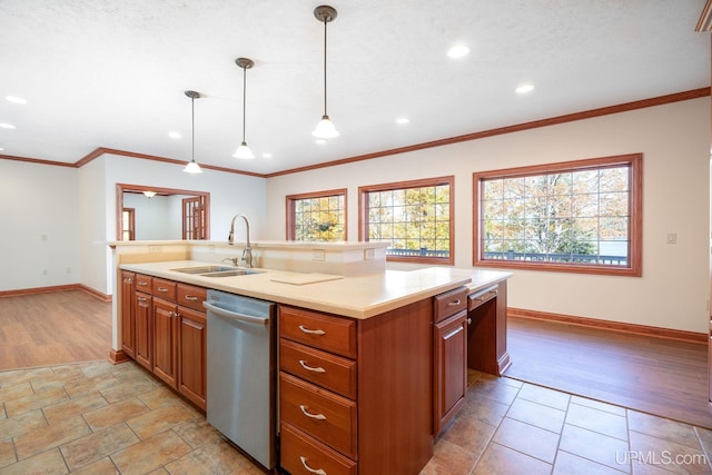 23 Chipman Dr, Ishpeming, MI 49849 - kitchen with dishwasher, a sink, baseboards, light countertops, and recessed lighting