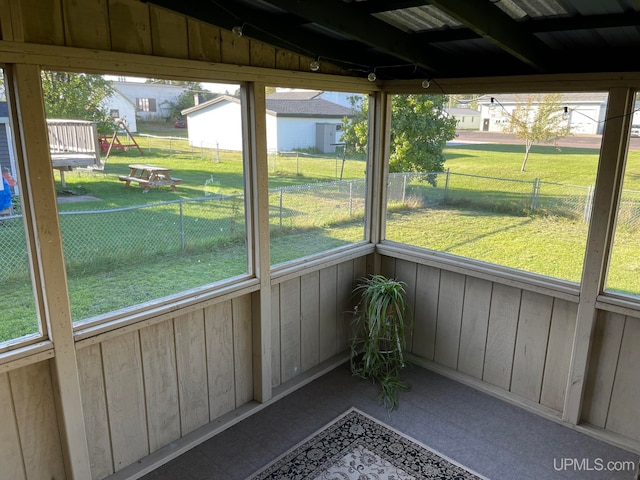 view of unfurnished sunroom