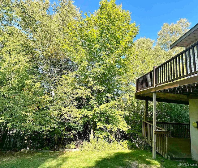 view of yard featuring a deck