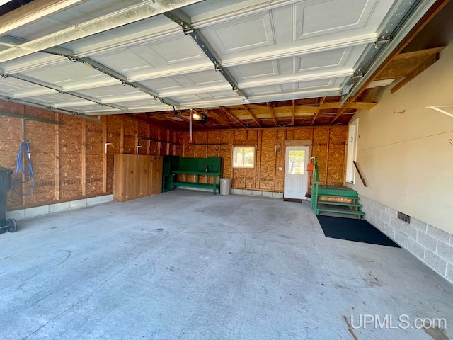 garage with a garage door opener