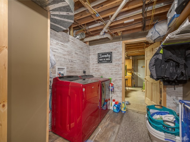 basement with separate washer and dryer