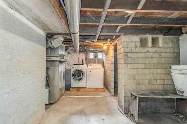 basement with independent washer and dryer