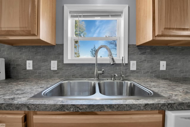 kitchen featuring decorative backsplash and sink