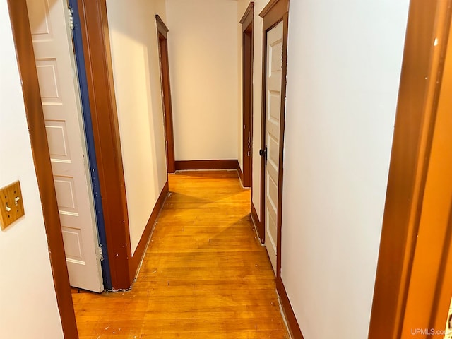 hall with light wood-type flooring