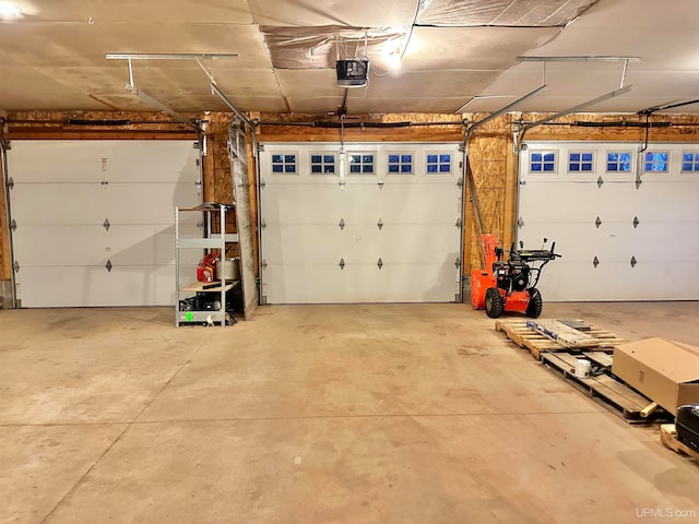 garage with a garage door opener