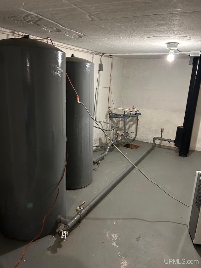 basement with water heater