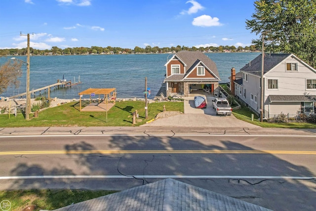 property view of water featuring a dock