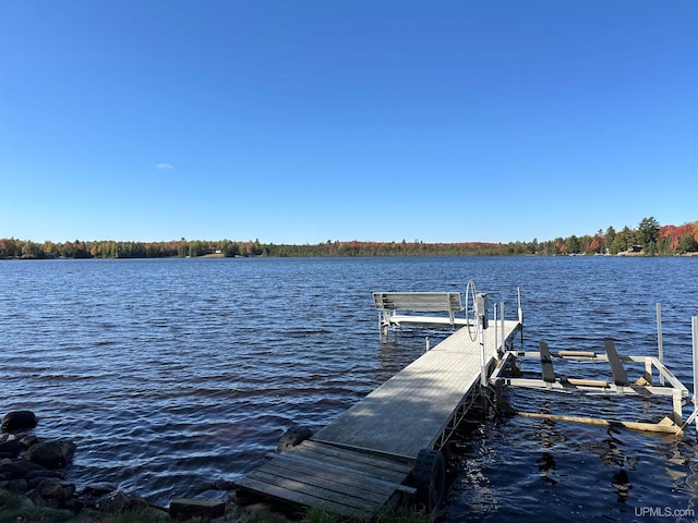 view of dock featuring a water view