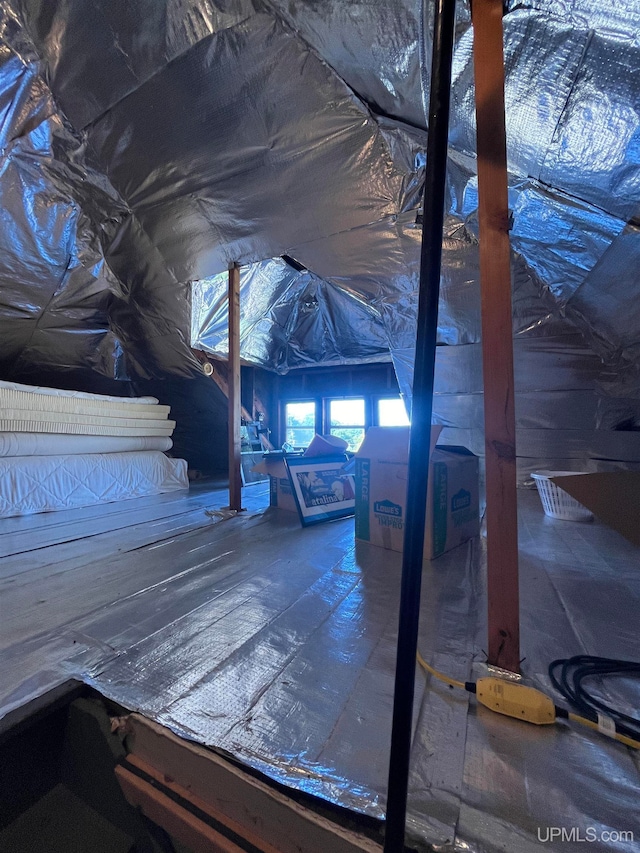 view of unfinished attic