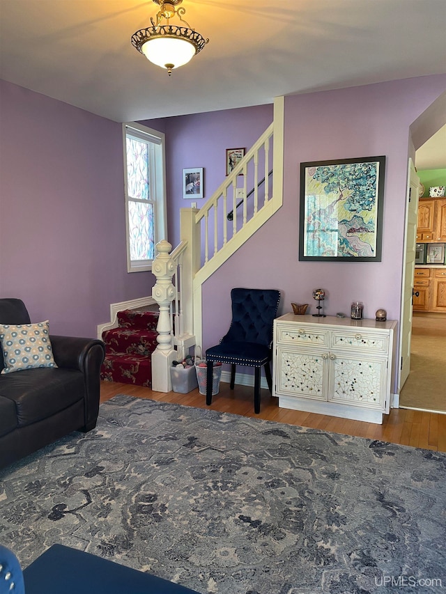 living room with wood-type flooring