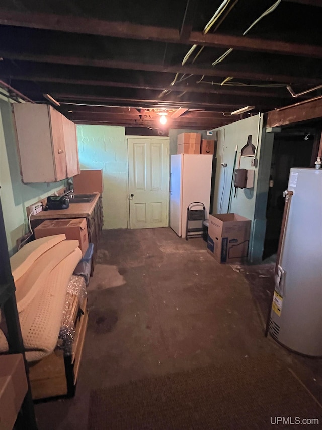 basement with gas water heater