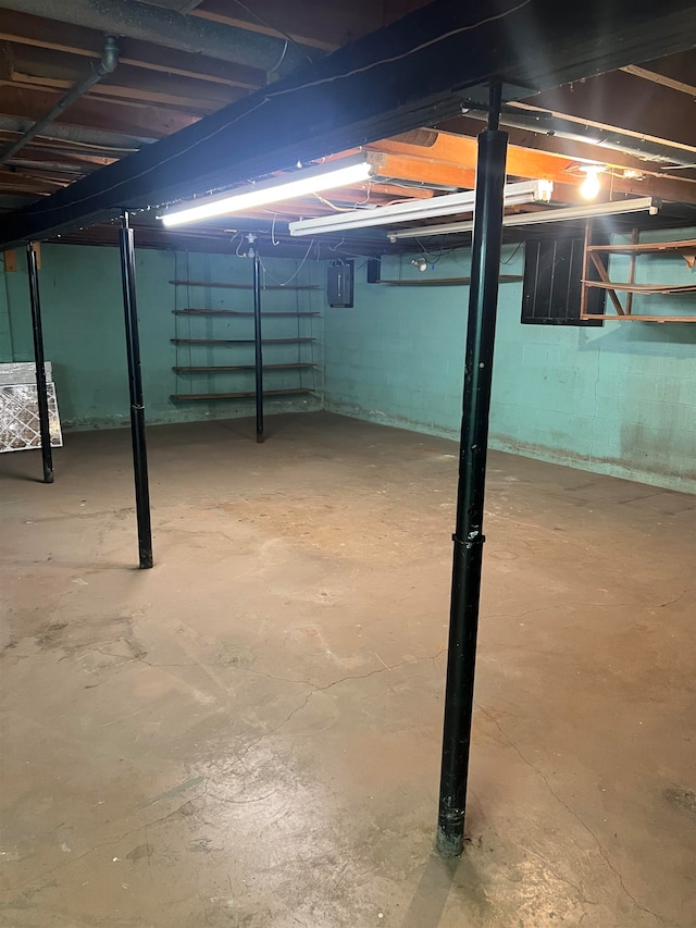 basement with electric panel