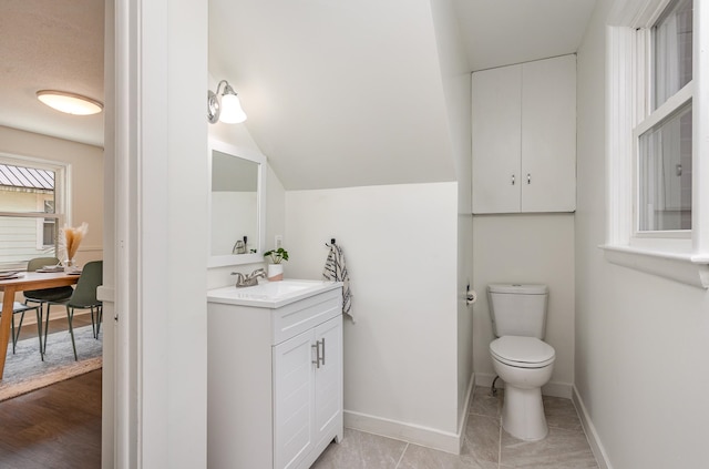 bathroom featuring hardwood / wood-style floors, vanity, and toilet