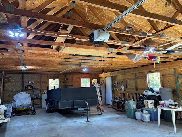 garage with a garage door opener