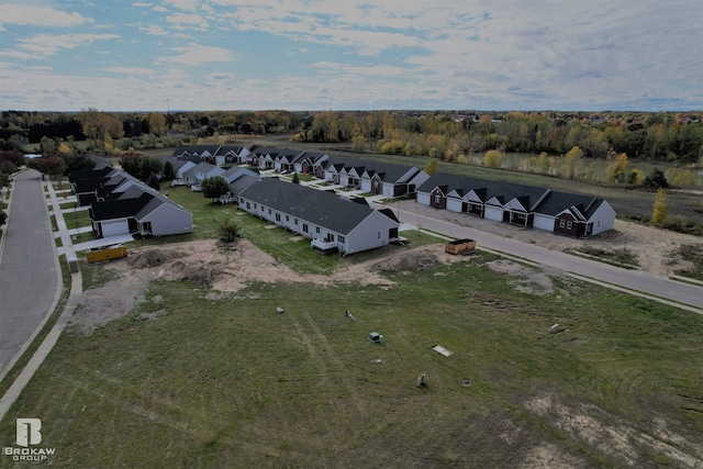 aerial view with a residential view