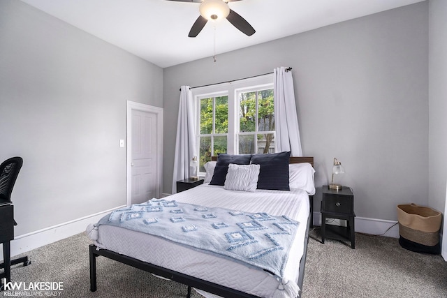 bedroom with carpet and ceiling fan