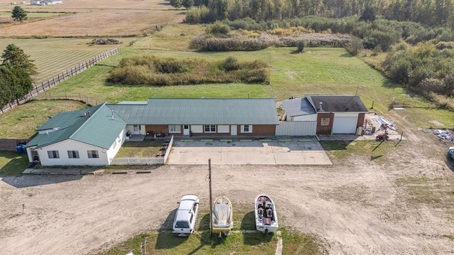 bird's eye view with a rural view