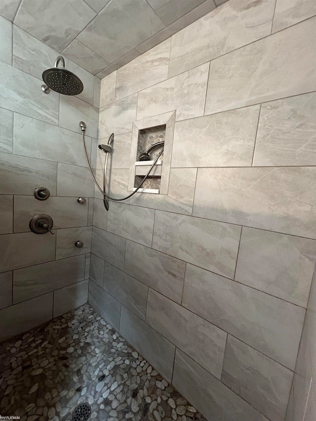 bathroom with a tile shower