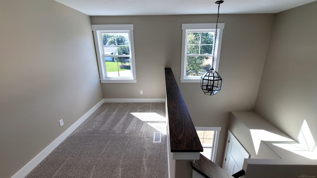 stairs featuring carpet and a healthy amount of sunlight