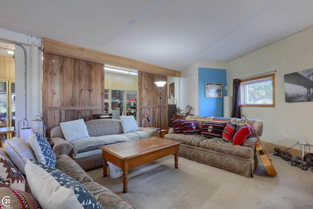 living room featuring carpet